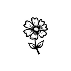Simple floral line art illustration with petals, creating a botanical sketch