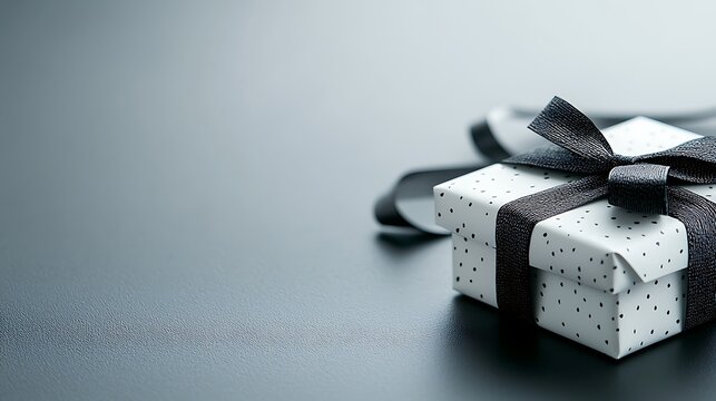 Small gift box with black ribbon