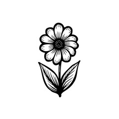 Delicate monochrome rendering of a stylized flower with detailed linework