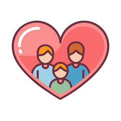 heart with parents and kids icon, heart with parents and kids vector illustration-simple illustration of heart with parents and kids, perfect for heart with parents and kids logos and icons