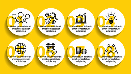Obraz premium Infographic template with icons and 8 options or 8 steps. Can be used for workflow layout, diagram, timeline, banner, webdesign, business report, presentation. Vector illustration.