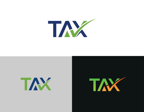 Modern TAX vector logo template with checkmark symbol for finance accounting and business services branding