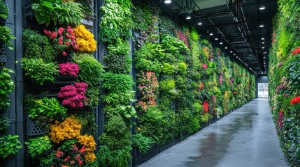 Obraz premium Indoor vertical garden displays vibrant plants