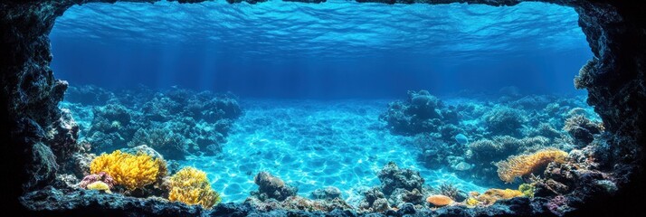 Azure Underwater Coral Cave