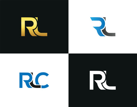 Abstract initial RL and rlc logo design vector template with modern style variations for business identity