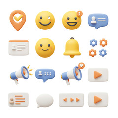 Collection of 3D social media icons in vibrant colors