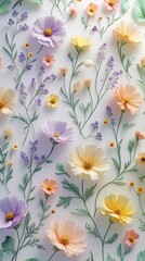 Elegant Pastel Wildflower Pattern – Spring Floral Wallpaper Design