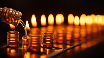 Lighting Hanukkah candles