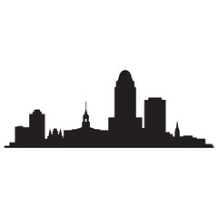 Naklejka premium Dayton, OH skyline, monochrome Vector black silhouette. with white background