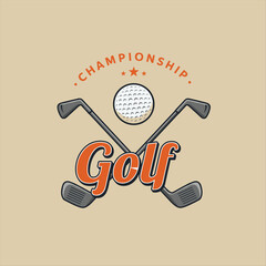 Vector label of golf. Logo of golf championship