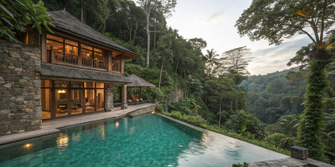 Luxury Stone Villa with Infinity Pool in Jungle Retreat
