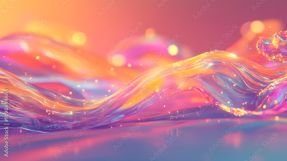 Poster abstract colorful waves with sparkles and soft lighting effects