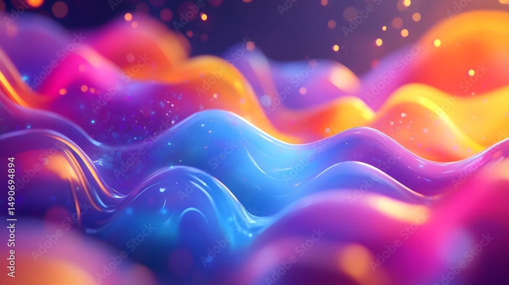 Poster colorful fluid waves creating vibrant abstract background design