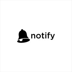 Notify Bell Icon Logo. Modern Blue and Black Alert Symbol for Mobile App, Notification, Reminder, Alarm, Security, and Call. Simple Vector Design for Attention, Warning, and Ringtone Template