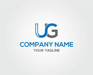 Modern UG initials vector logo template for company identity with blue and gray design