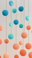 Colorful Hanging Spheres Abstract 3D Render Background