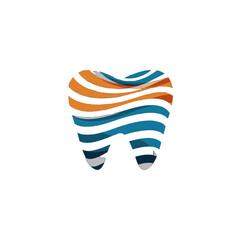 Obraz premium Abstract Wavy Tooth Logo for Dental Clinic