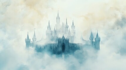 Fototapeta premium Enchanted Castle in the Clouds: A Fairytale Realm