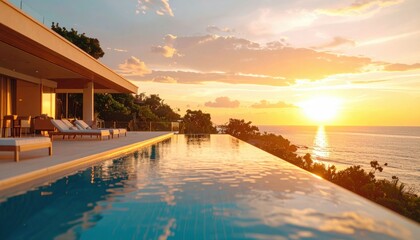 Luxury Pool Villa Sunset View Over Ocean