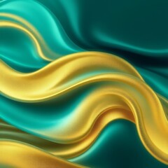 Obraz premium Teal and gold waves create a dynamic abstract background with subtle shimmering textures and a sense of flowing movement, perfect for adding depth.