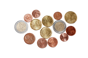 coins on white background