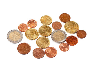 euro coins isolated on white background