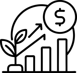 Financial growth chart icon representing business investment revenue profit economy stock market success wealth management analytics corporate finance and economic development in vector design