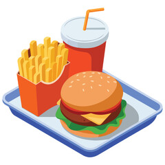 Unhealthy meal tray isolated vector illustration