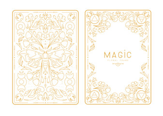 Modern magic witchcraft frames with floral elements and ornament. Decorative floral back and face card design. Vector illustration