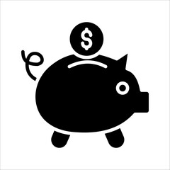 Piggy bank Icon. Symbol isolated white background. vector illustration. color editable.