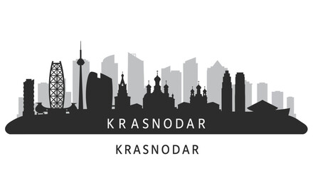 Fototapeta premium Krasnodar City Skyline with Russia, and Vector Illustration.