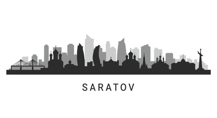 Naklejka premium Saratov Skyline with Russia Cityscape, and Vector Illustration.