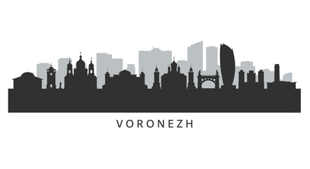 Obraz premium Voronezh, Russia Skyline Silhouette with City Name - Vector Illustration