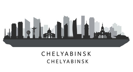 Fototapeta premium Chelyabinsk City Skyline Silhouette.
