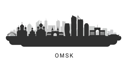 Fototapeta premium Omsk City Skyline Silhouette.