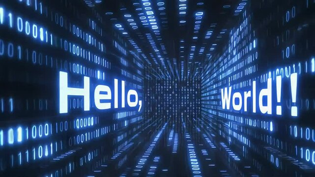 Binary code tunnel hello world