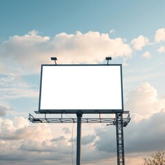 White billboard with cloudy sky on background billboard blank mockup display empty poster advertising