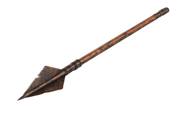 Naklejka premium Ancient Spear Ready For The Hunt, Close Up Shot And Isolated Theme