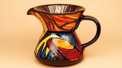 Vibrant colorful ceramic pour-over coffee pot