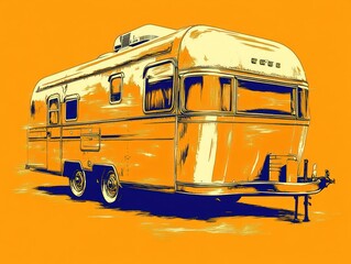 Retro Camper Van Illustration
