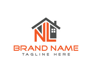 NL letter home logo template vector design real estate construction corporate identity architecture company visual