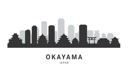Okayama with Japan Skyline Silhouette, and Cityscape.