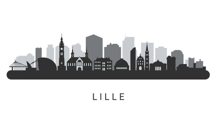 Lille Skyline with France Cityscape Silhouette Vector.
