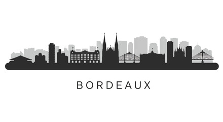 Naklejka premium Bordeaux Skyline with France, Vector, and Cityscape.