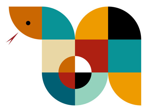 Abstract geomatric snake logo illustration full color
