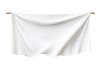Fototapeta premium Draped Fabric on Wood Rod. Clean White Cloth Hanging for Background