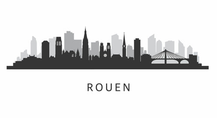 Rouen Skyline France Cityscape Silhouette.