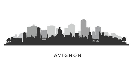 Fototapeta premium Avignon Skyline France Silhouette.