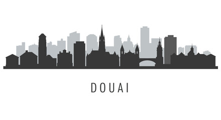 Douai Skyline France Cityscape Isolated Vector.