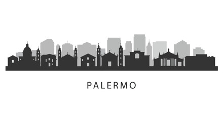 Fototapeta premium Palermo Skyline Silhouette with Italy Cityscape.